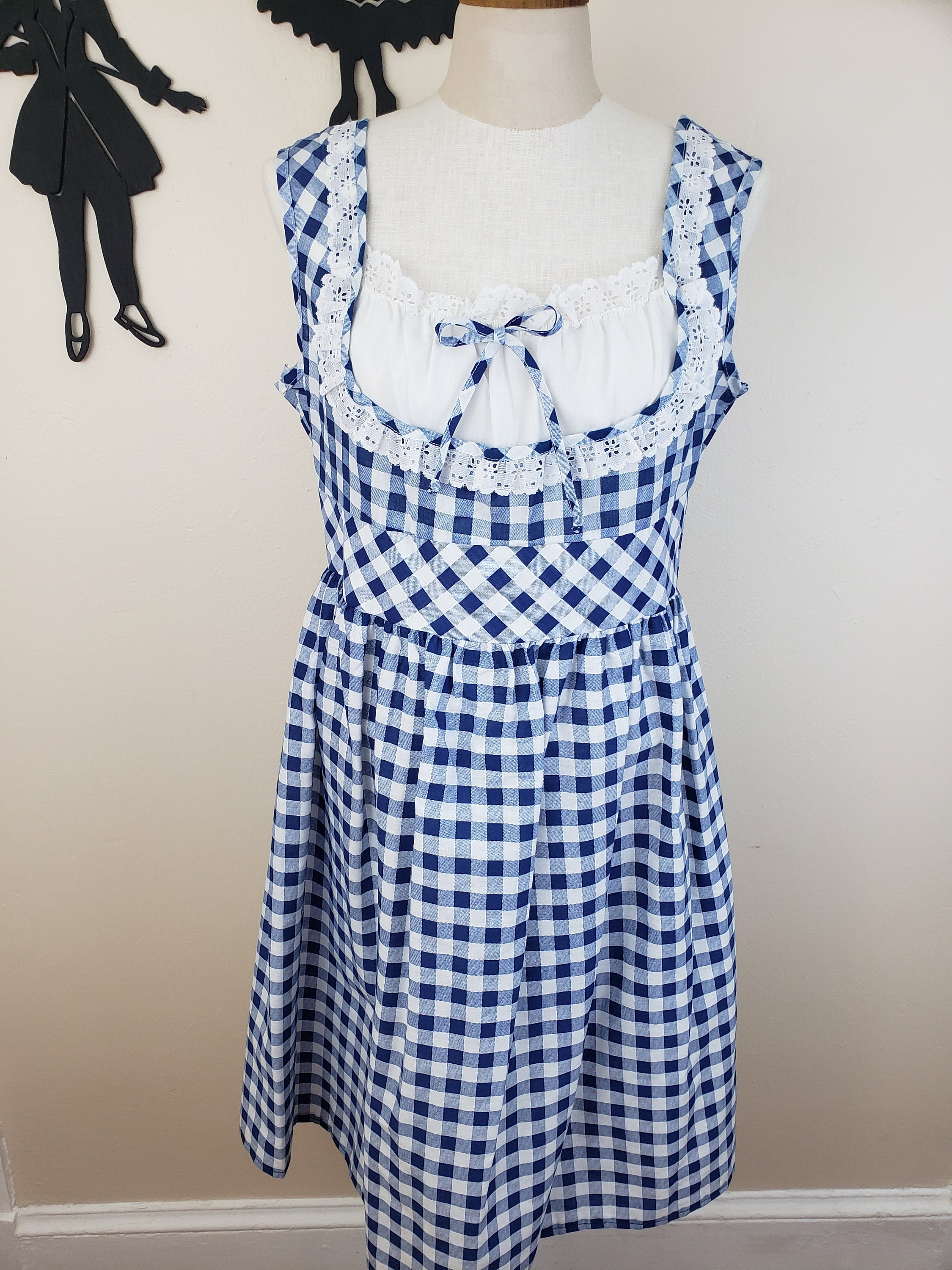Vintage 1960's Blue Gingham Dress / 70s Day Dress M/L - Etsy