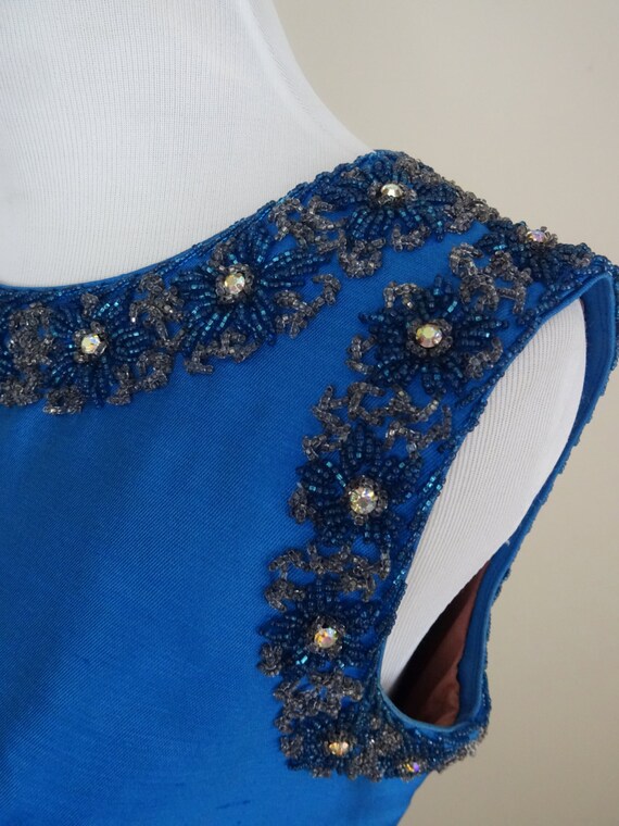 Vintage 1950's Beaded Cocktail Dress / 50s Royal B