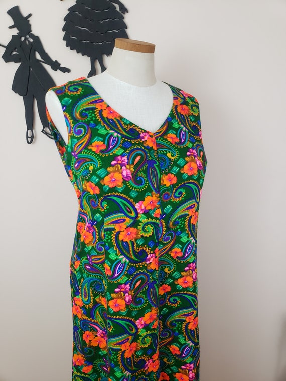 Vintage 1960's Rainbow Floral Dress / 70s Psyched… - image 7