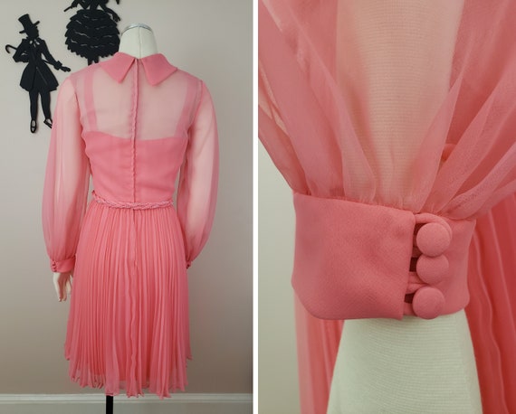 Vintage 1950's Cocktail Dress / 60s Coral Pink Pa… - image 8