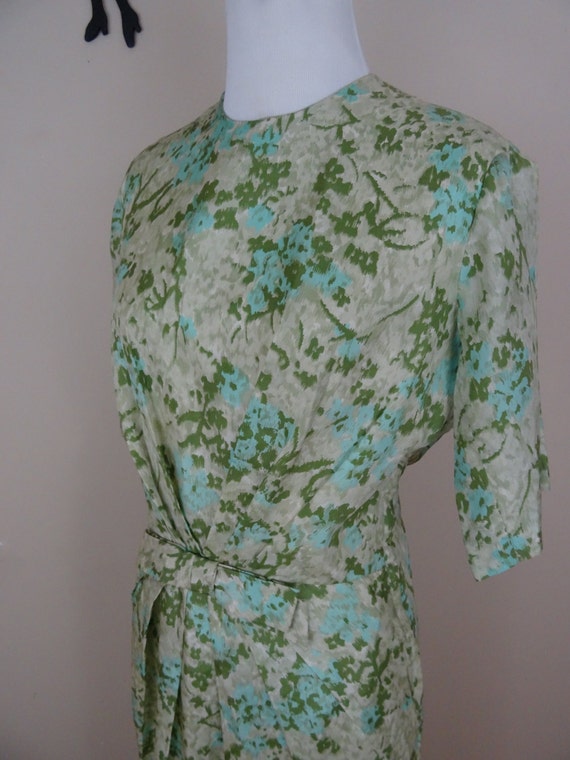 Vintage 1950's Floral Dress / 50s Silk Cocktail D… - image 3