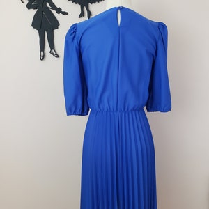 Vintage 1980's Blue Dress / 80s Day Dress S image 6