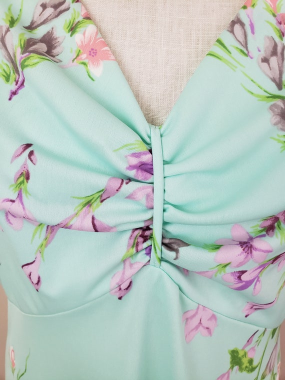 Vintage 1960's Mint Floral Dress/ 70s Plus Size P… - image 5