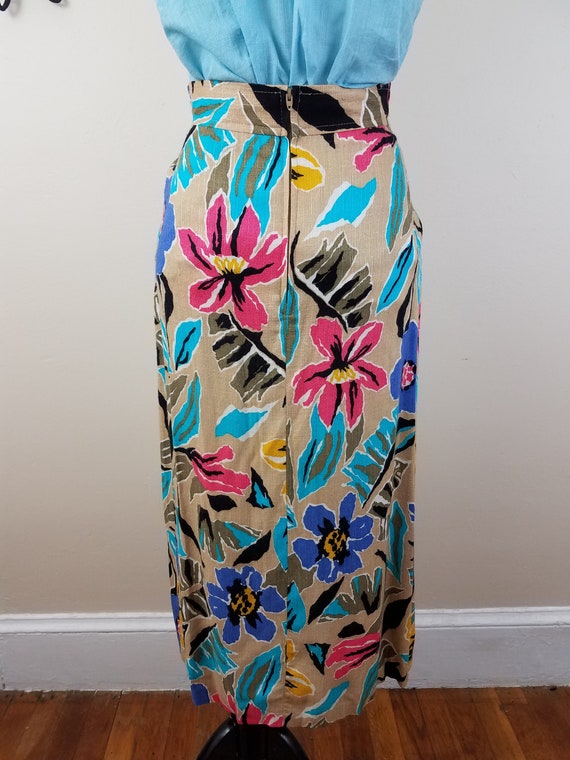 Vintage 1980's Tropical Skirt / 80s Floral Skirt S - image 5