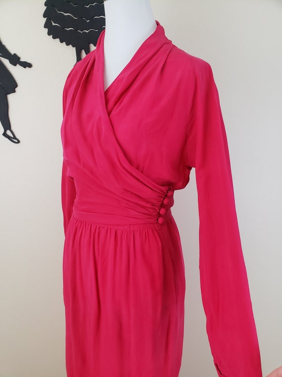 Vintage 1980's Hot Pink Cocktail Dress / 80s Mage… - image 5