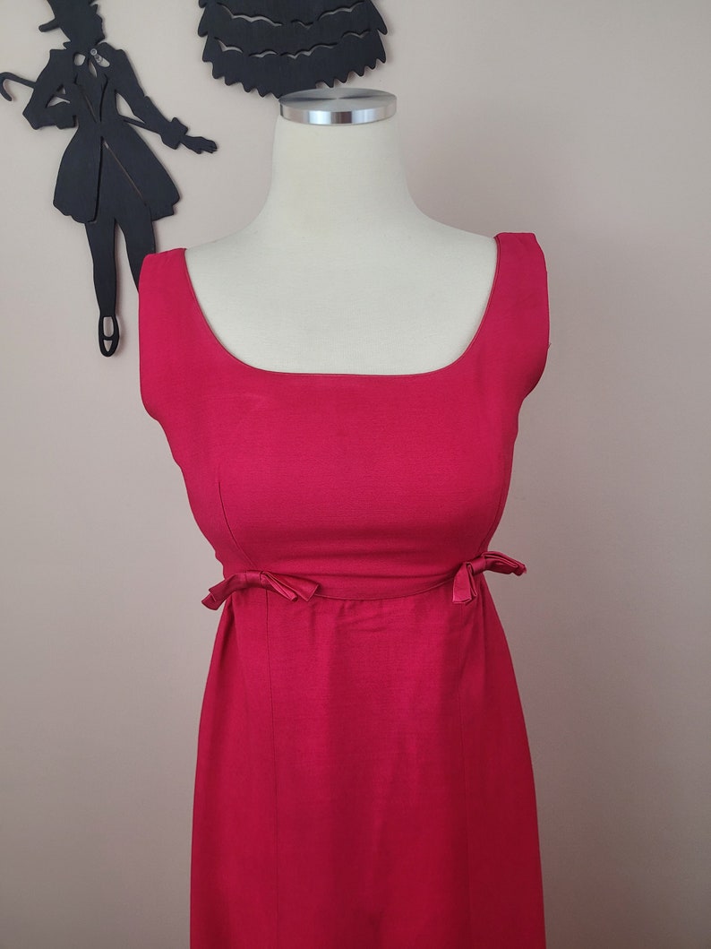 Vintage 1960's Magenta Maxi Dress / 60s Emma Domb Dress S image 2