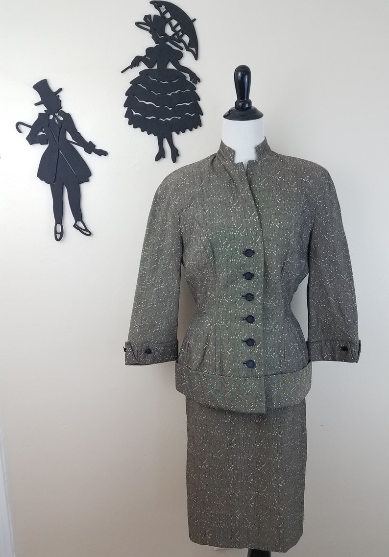 Vintage 1940's Suit Set / 50s Jacket and Skirt S/M image 1