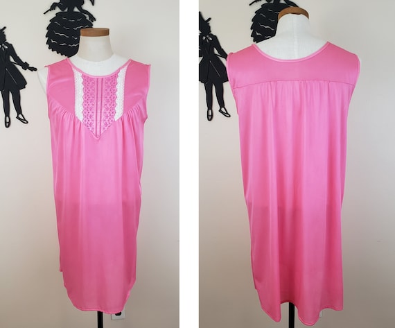 Vintage 1960's Hot Pink Floral Nightgown Set / 60… - image 2