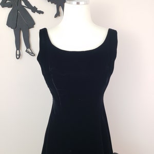 Vintage 1950's Velvet Cocktail Dress / 60s Black Formal Dress S image 4