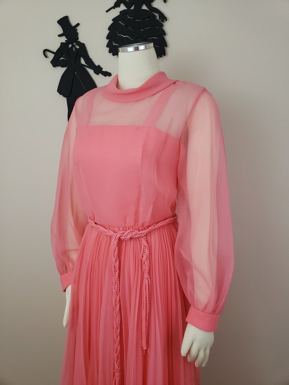 Vintage 1950's Cocktail Dress / 60s Coral Pink Pa… - image 1