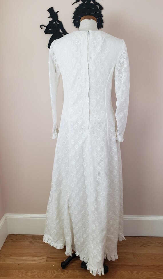 Vintage 1970's Cream Lace Dress / 70s White Weddi… - image 4