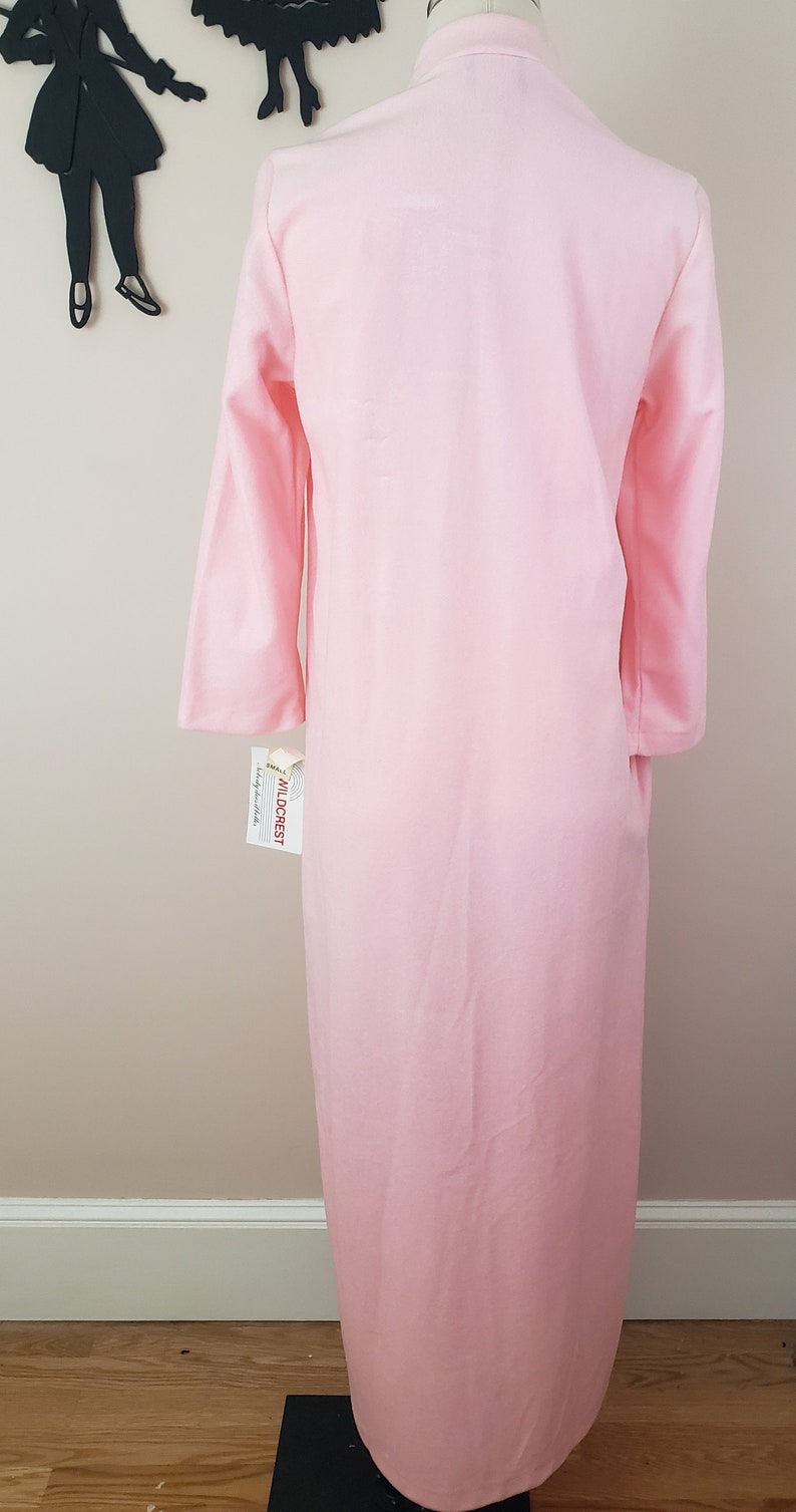 Vintage 1970's Wild Crest House Coat / 80s Pink Robe Nightgown S/M image 7