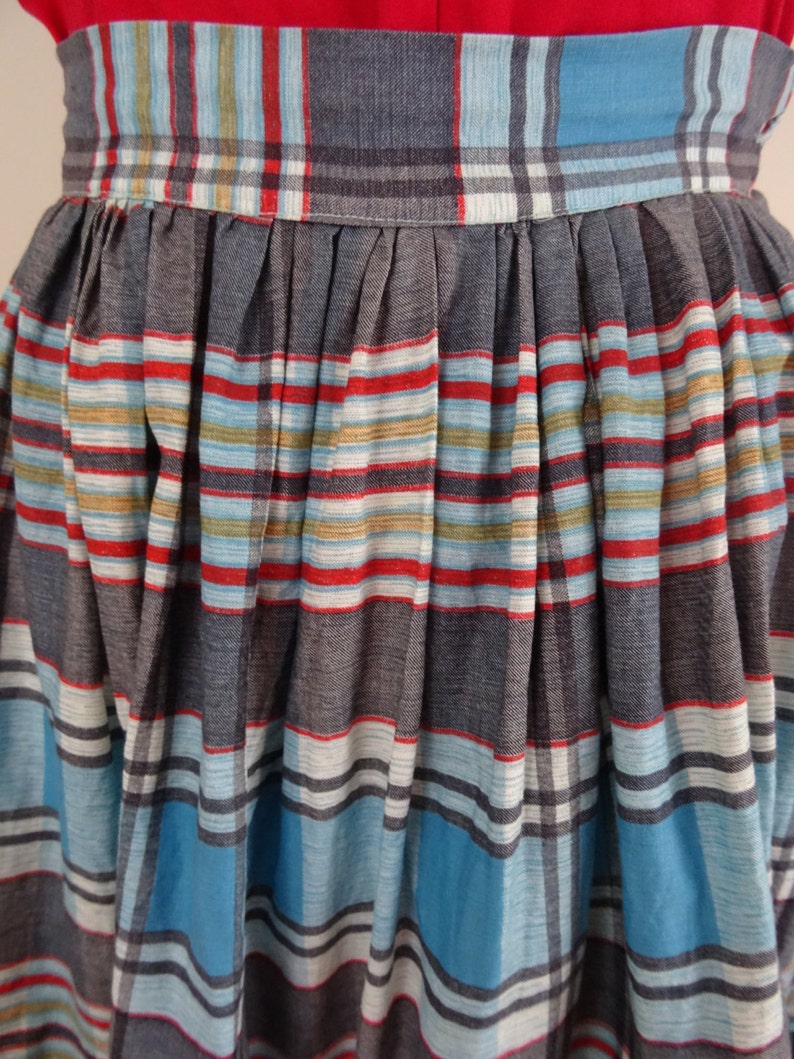 Vintage 1950's Striped Skirt/ 50s Plaid Skirt XS image 3