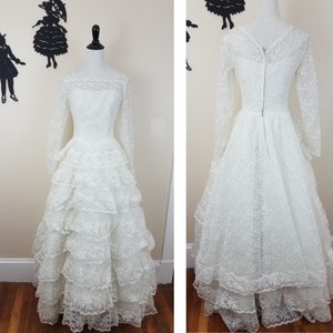 Vintage 1950's Lace Wedding Dress / 50s Wedding Gown XS image 10