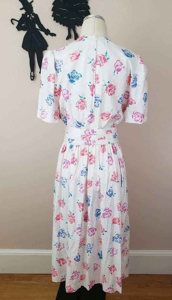 Vintage 1980's Rose Print Dress / 80s Floral Day … - image 7