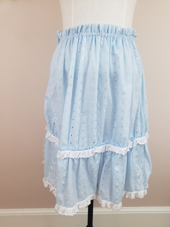 Vintage 1960's Western Skirt / 70s Blue Eyelet Sk… - image 5