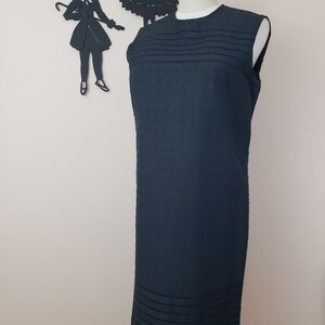 Vintage 1960's Black Dress / 60s Sheath Cotton Dress XL image 6