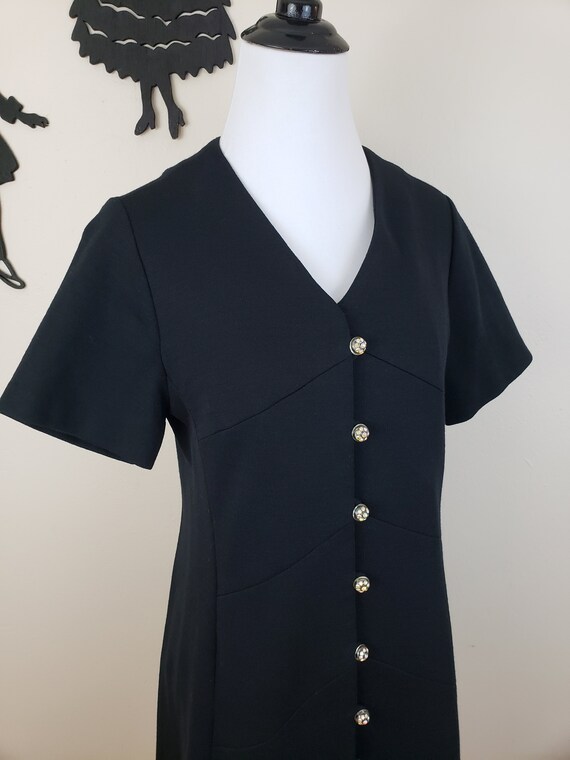 Vintage 1960's Little Black Dress / 70s Polyester… - image 7