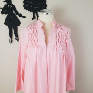 Vintage 1970's Wild Crest House Coat / 80s Pink Robe Nightgown S/M image 5