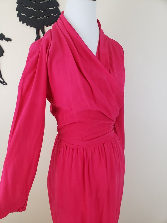 Vintage 1980's Hot Pink Cocktail Dress / 80s Mage… - image 6