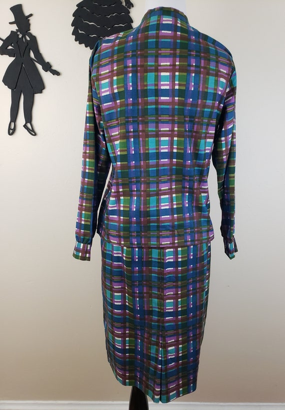 Vintage 1950's Plaid Jacket and Skirt set / 60s S… - image 6