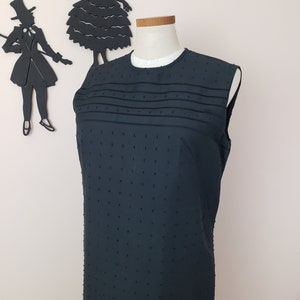 Vintage 1960's Black Dress / 60s Sheath Cotton Dress XL image 1