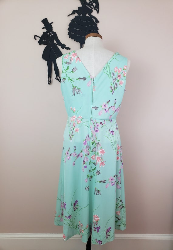 Vintage 1960's Mint Floral Dress/ 70s Plus Size P… - image 8