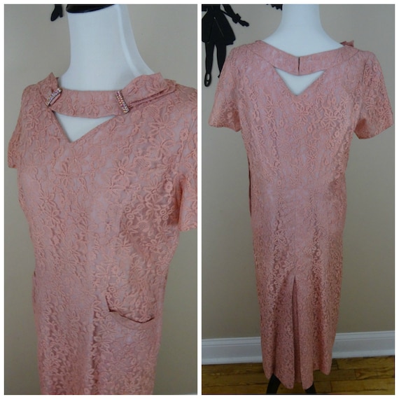 Vintage 1950's Lace Cocktail Dress / 50s Formal D… - image 1