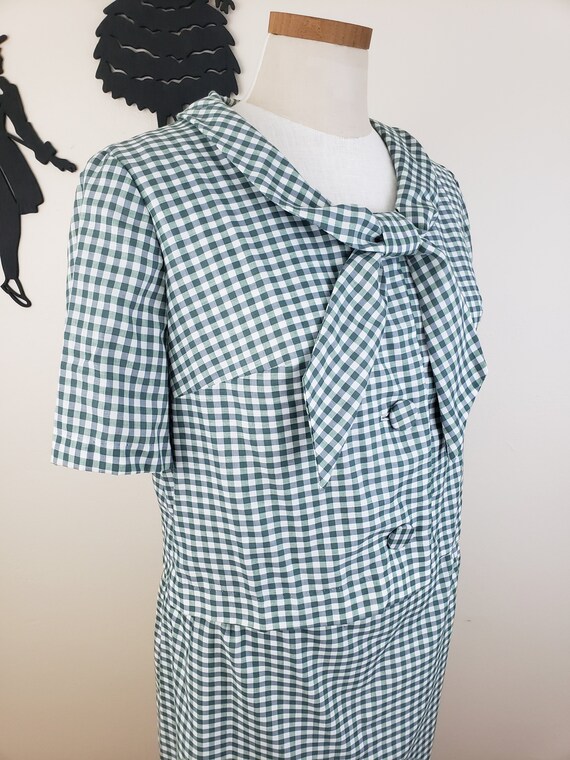 Vintage 1950's Green Gingham Set / 60s Plus Size J