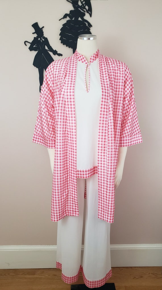 Vintage 1960's Pink Gingham 3 Piece Set / 60s Paj… - image 6