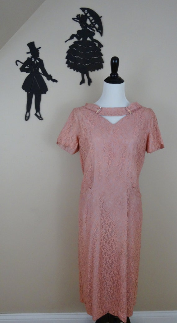 Vintage 1950's Lace Cocktail Dress / 50s Formal D… - image 2