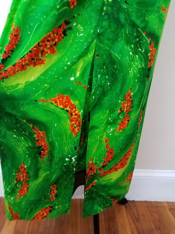 Vintage 1960's Maxi Dress / 60s Neon Green Backle… - image 8