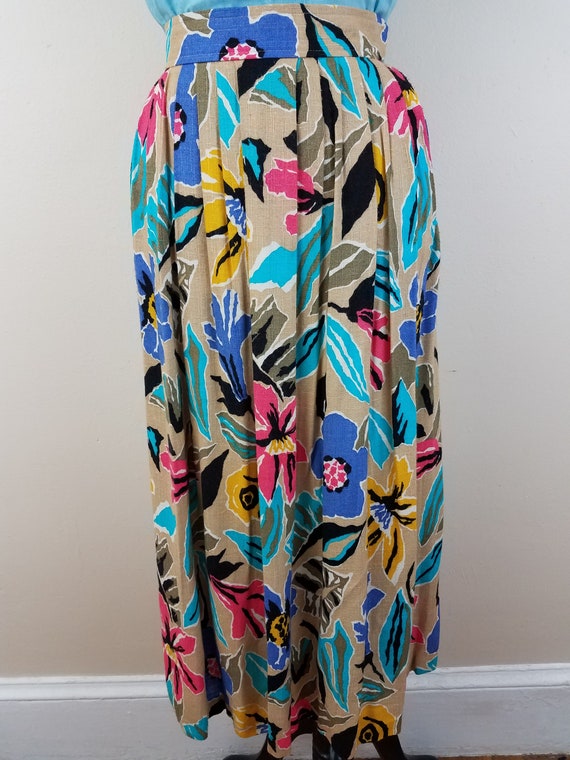 Vintage 1980's Tropical Skirt / 80s Floral Skirt S - image 4