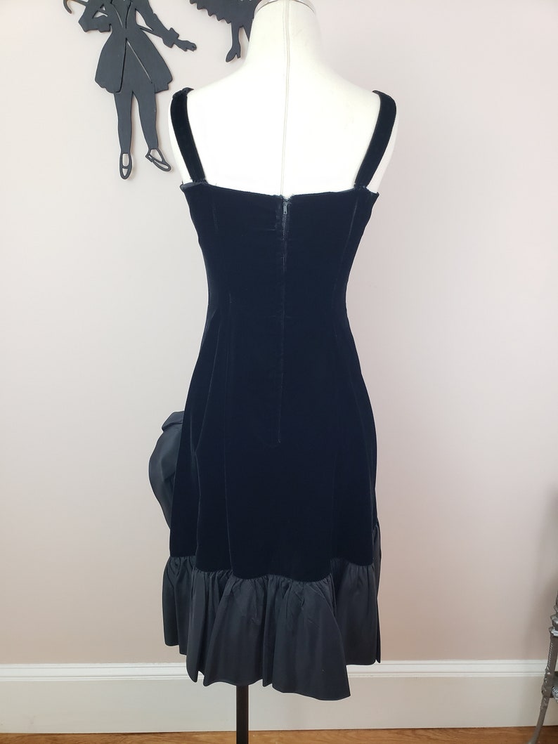 Vintage 1950's Velvet Cocktail Dress / 60s Black Formal Dress S image 8