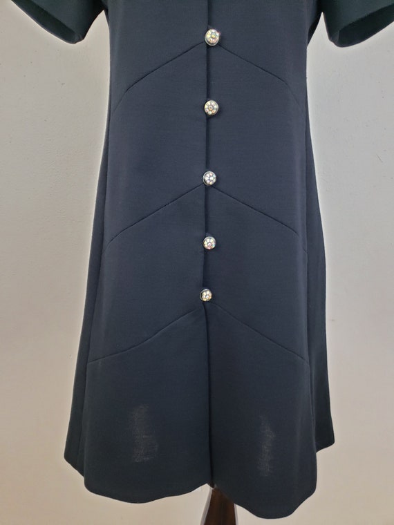 Vintage 1960's Little Black Dress / 70s Polyester… - image 6