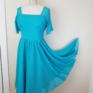 Vintage 1950&#39;s Blue Cocktail Dress / 50s Formal Dress XL