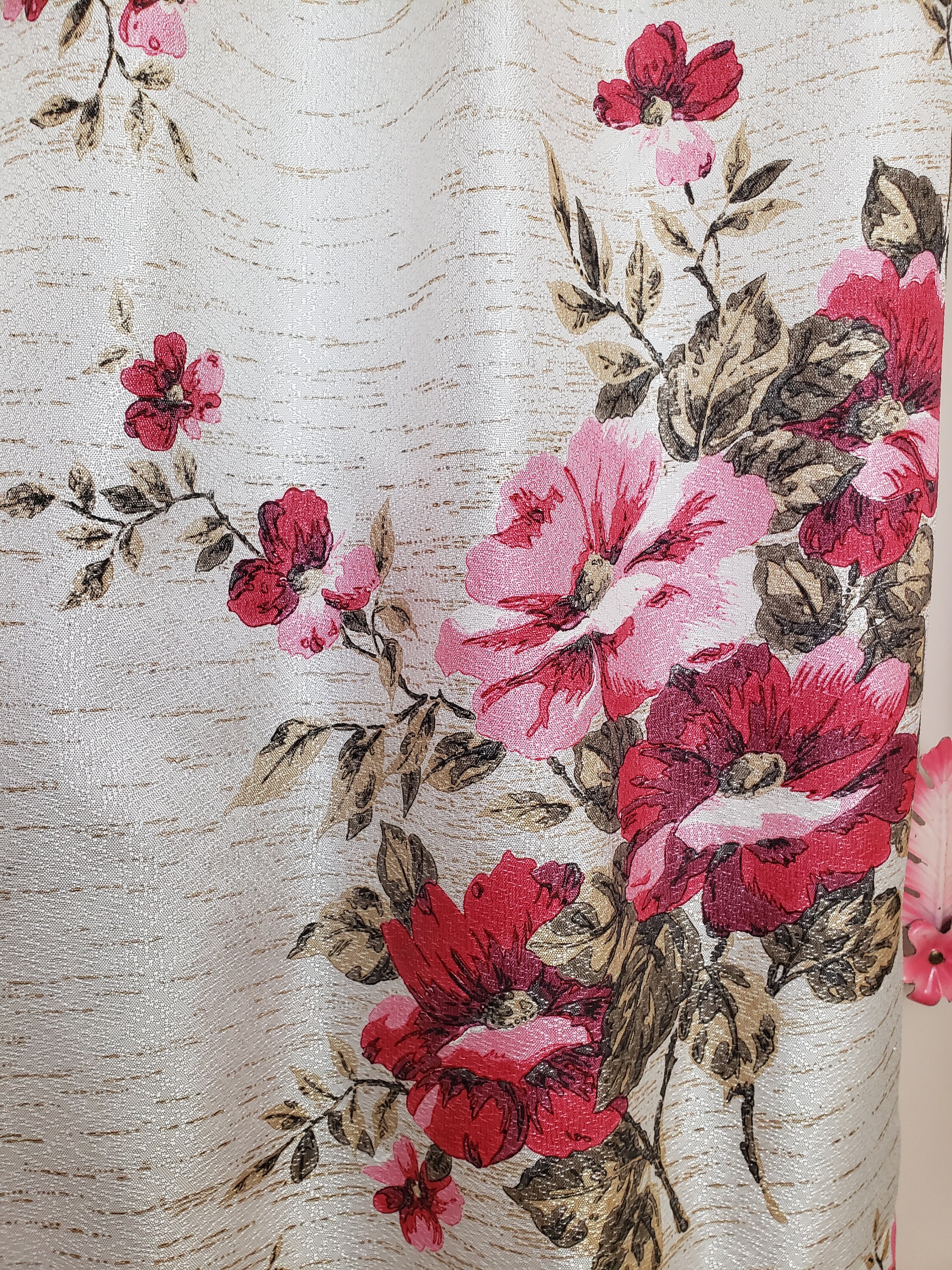 Vintage 1950's Pinch Pleat Curtains / 60s Red Pink Floral - Etsy