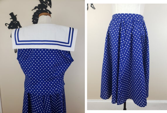 Vintage 80's Does 50's Sailor Collar Dress / 80s … - image 6