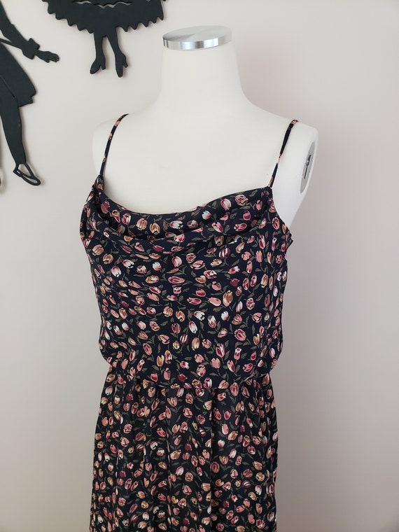 Vintage 1970's Floral Dress / 70s Polyester Tulip 