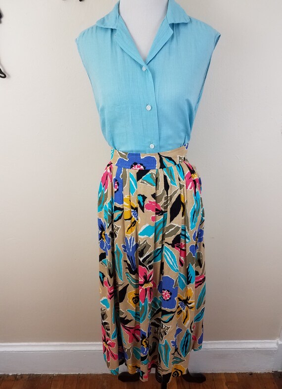 Vintage 1980's Tropical Skirt / 80s Floral Skirt S - image 3