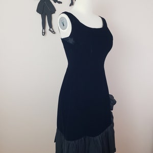 Vintage 1950's Velvet Cocktail Dress / 60s Black Formal Dress S image 7