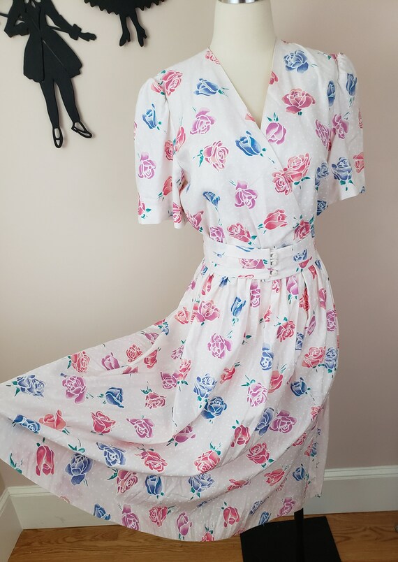 Vintage 1980's Rose Print Dress / 80s Floral Day … - image 5