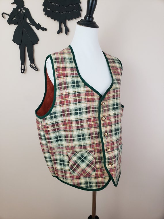 Vintage 1960's Plaid Vest / 70s Lightweight Sears… - image 7