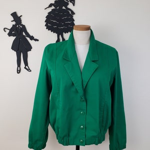 Vintage 1990's Green Coat / 80s Does 50s Bomber Jacket XL image 1