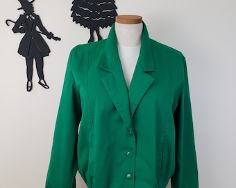 Vintage 1990's Green Coat / 80s Does 50s Bomber Jacket XL