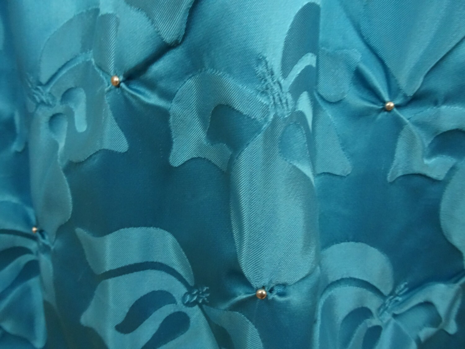 Vintage 1950's Bright Blue Cocktail Dress / 50s Embossed