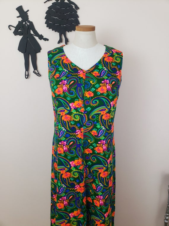 Vintage 1960's Rainbow Floral Dress / 70s Psyched… - image 3