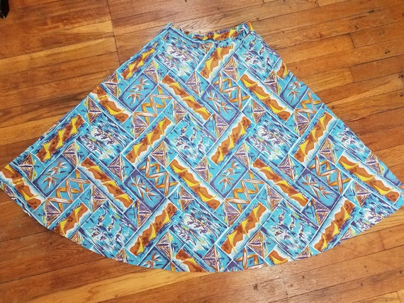 Vintage 1950's Novelty Print Skirt / 50s Tropical… - image 3