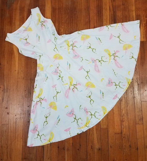 Vintage 1950's Novelty Print Cotton Dress / 50s Pa