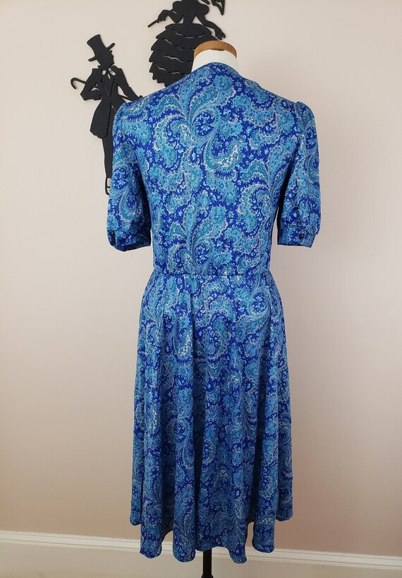 Vintage 1970's Paisley Print Dress / 80s Polyeste… - image 7